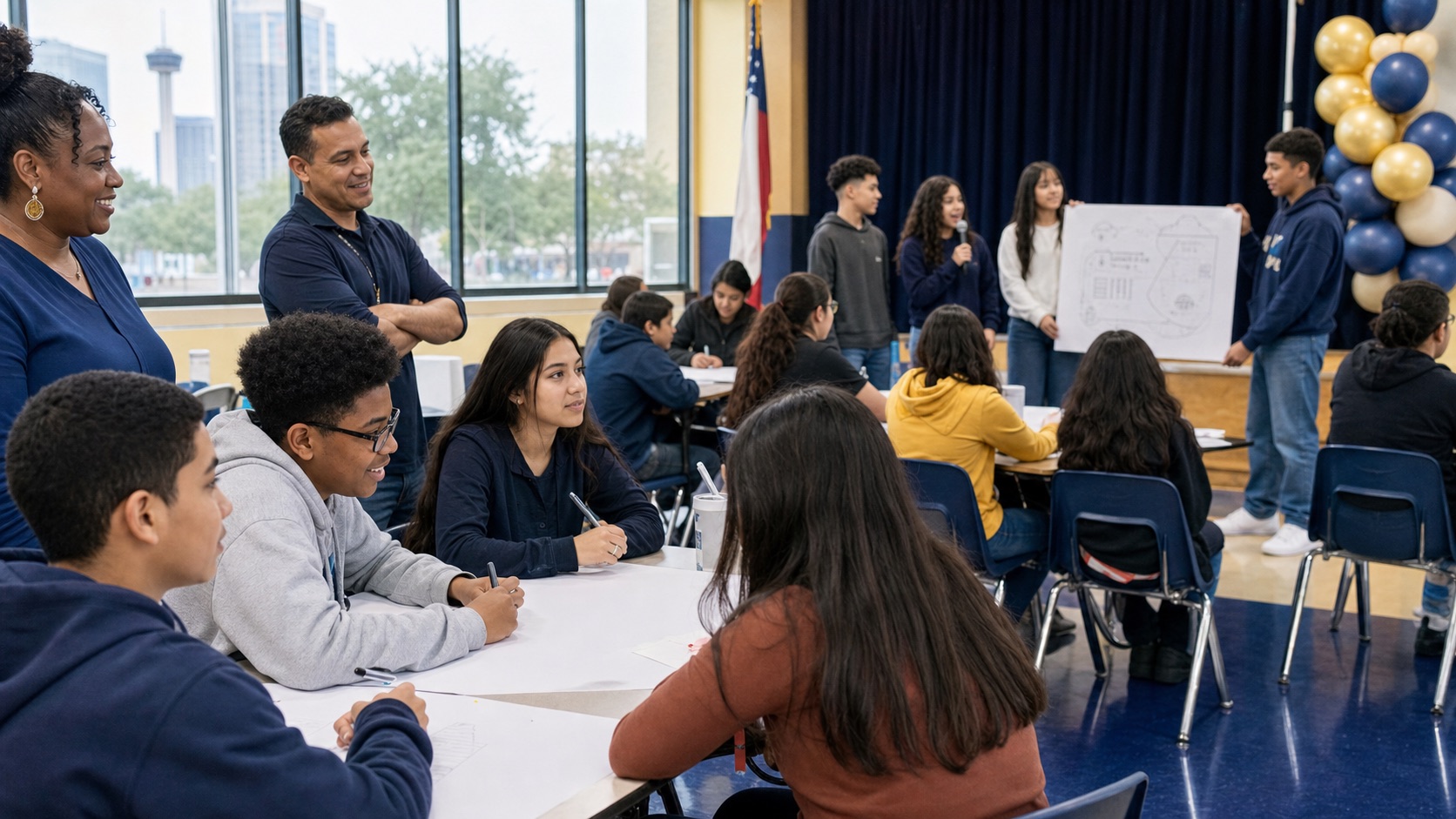 YES students presenting ideas during a student leadership event